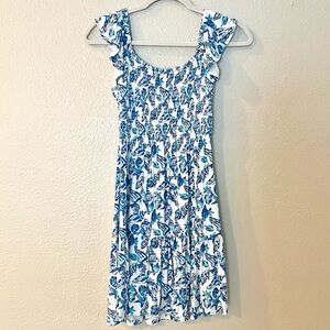 Lilly Pulitzer EUC XXS Jilly Smocked Dress In Resort White Shell Collector